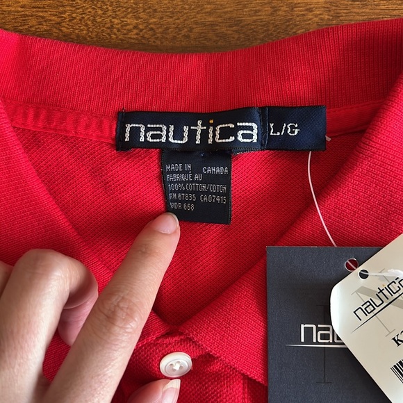Nautica red short sleeve polo, size Large - Picture 3 of 3